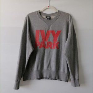 Ivy Park Womens Gray 3/4 Sleeve Crew Neck Drop Shoulder Sweatshirt Size M